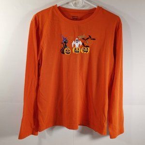Bobby Brooks Halloween Shirt‎ Size Large Long Sleeve Orange #D34